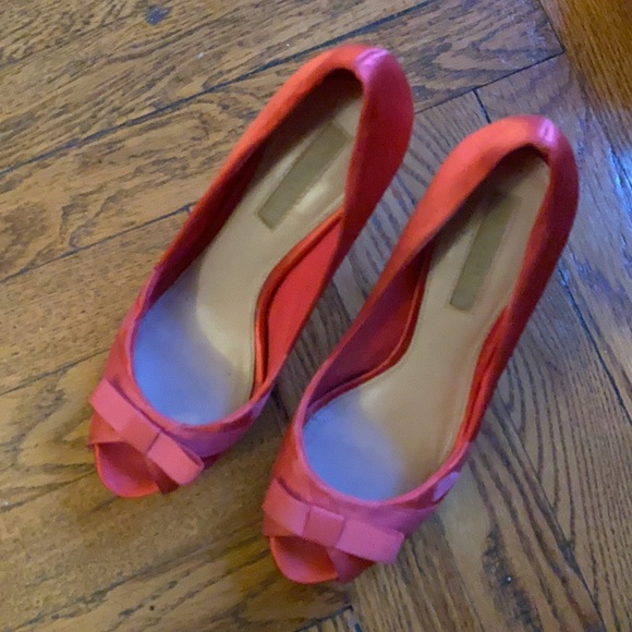 Zara pink satin bow high heel platform peep toe stilettos shoes - Picture 3 of 6